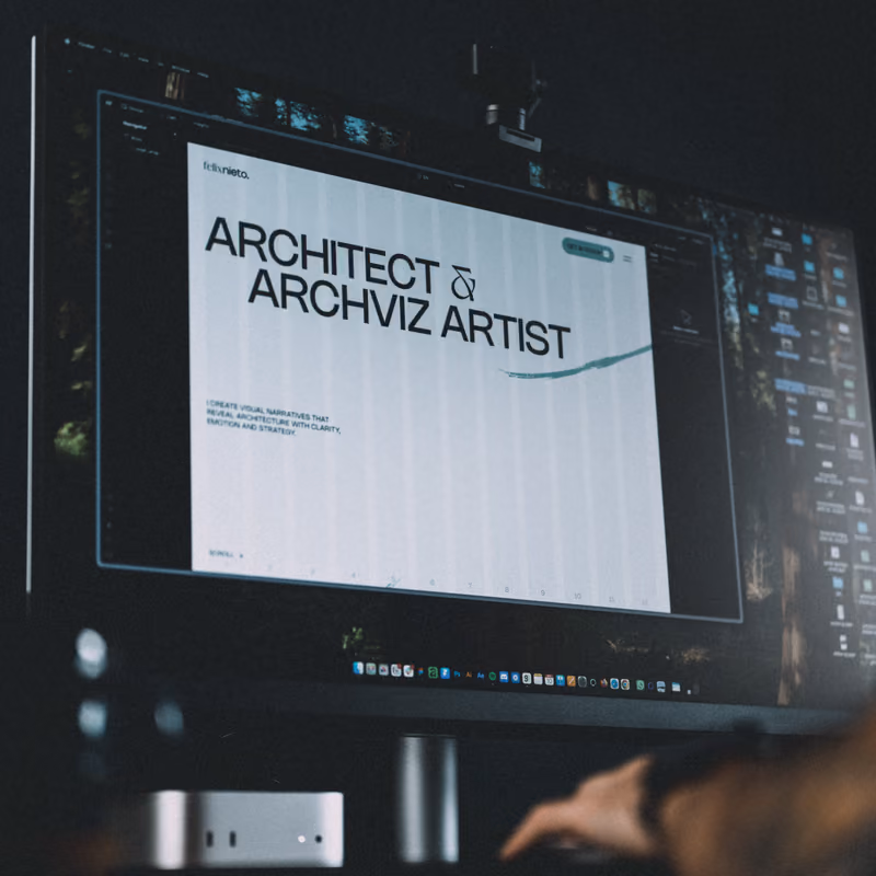 A website design open on Ethan Suero's monitor.